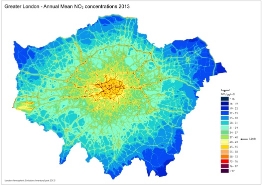 NO2 map Greater London.